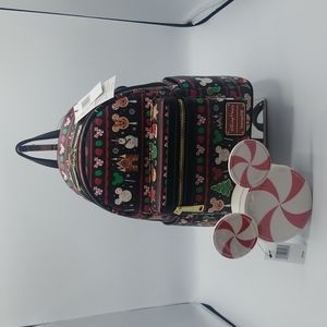 NWT Loungefly Disney Christmas Snacks Backpack and matching Coin Wallet